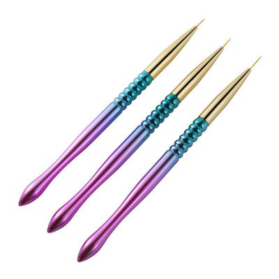 China Beauty Care Make Nail Art Tools 3pcs Nylon Hair UV Carving Nail Art Brush Pen Gel Polish Flower Paint Drawing Brush for sale