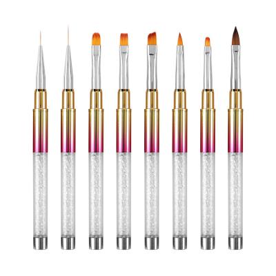 China Beauty Care Make Tools 2022 New Nail Brush Gradient Metal Pen Shaft Paint Pen Light Therapy Round Head Flat French Oblique Pen for sale