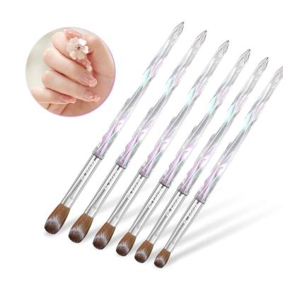 China Beauty Care Make Tools #2-24 100% China Arrival Crystal Color Nail Art Brush Pure Kolinsky Acrylic Brush Kolinsky Hair for sale