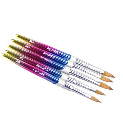 China Beauty Care Make Tools Size 2-18 Colorful Metal Fine Nail Art Brush Kolinsky Germany Acrylic Nail Brushes With Good Quality for sale