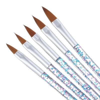 China Beauty Care Make Tools High Quality 100% Kolinsky Pure Acrylic Aluminum Nail Art Brush Handle Nail Crystal Brush for sale