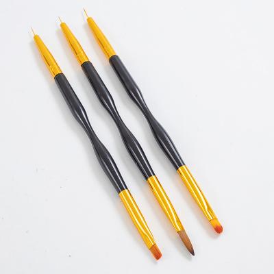 China Beauty Care Make Tools Black Durable Double Heads Acrylic Nail Brush Beauty Care Make Tools Painting Pen 1302 for sale