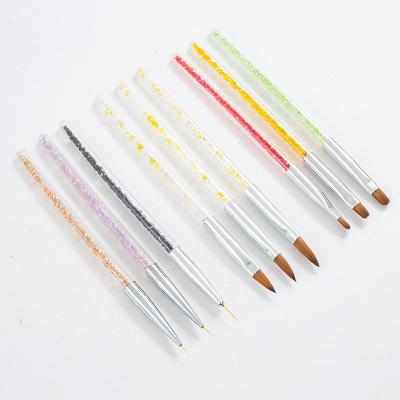 China Beauty Care Make Tools Factory 2022 New Direct 3pcs Crystal Engraving Pull Line Painting Flower Round Head Phototherapy Flat Mouth Nail Pen Set for sale