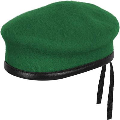 China High Quality Wool Beret Fashion Wholesale Solid Color Leather Bonded Hat For Army for sale