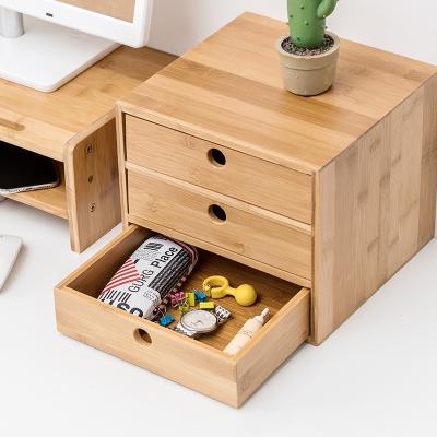 China Bamboo Type Stored Office Layout Cabinet Medicine Box Storage Box Wooden Home Office Drawer Rack To Save Space for sale