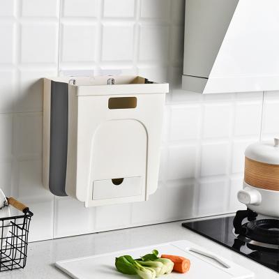 China Good Quality Kitchen Trash Can Waste Bin Wall Mounted Hanging Folding Portable Rubbish Stored For Kitchen Toilet Waste Storage for sale