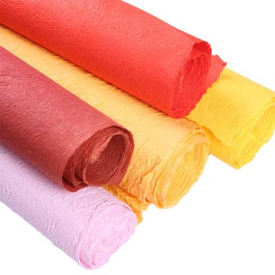 China Biodegradable Hot Sales Colorful Flower Handmade Crinkle Wrapping Paper For Gift Water Resistant Colored By Traditional Hand Dyeing for sale