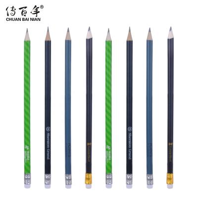 China Hot Sale Hotel Cheap Pencil OEM Logo Wooden HB Promotional Pencil With Eraser for sale