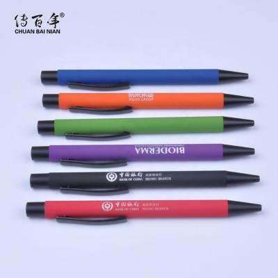 China Promotional Pen 2021 New Hot Selling Metal Aluminum Pen With Rubber Body Ballpoint Pen for sale