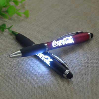 China Pen High Quality Promotional Gift LED Light Up Touch Screen Pen Custom Laser Logo Stylus Ballpoint Pen for sale