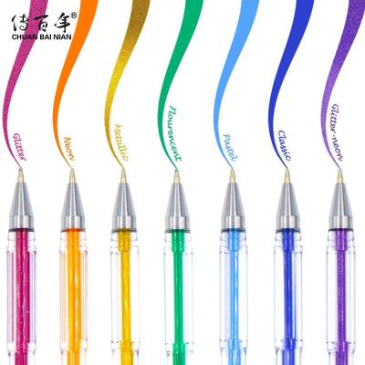 China Glitter Hot Selling 100 Unique Colors Glitter Gel Pens Set For Adult Coloring Books Art Markers for sale