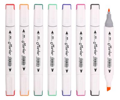 China Hot Sales Gift Drawing/Office/Gift/Writing Set Double Tip 12/24/36/48colors Square Shape Alcohol Based Permanent Marker Pen for sale