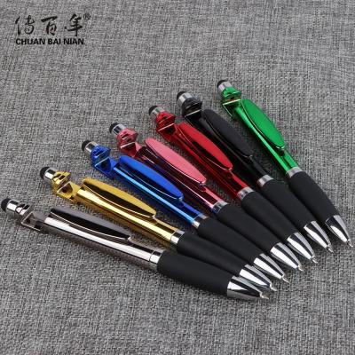 China High Quality Custom Promotional Pen Phone Holder UV Plated Ballpoint Pen With Stylus Pen for sale