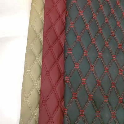 China Factory Supply Waterproof Embroidery PU PVC Synthetic Leather With Foam For Car Seat For Furniture for sale