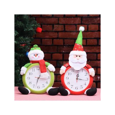 China Classic Makers Customized Santa Snowman Wall Clock Plush Clock Toys Children's Holiday Party Supplies for sale