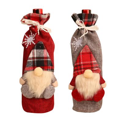 China Nordic Merry Christmas Decoration Colors Design Durable Gnomes Christmas Gift Bag Merry Christmas Wine Bottle Cover Bag for sale