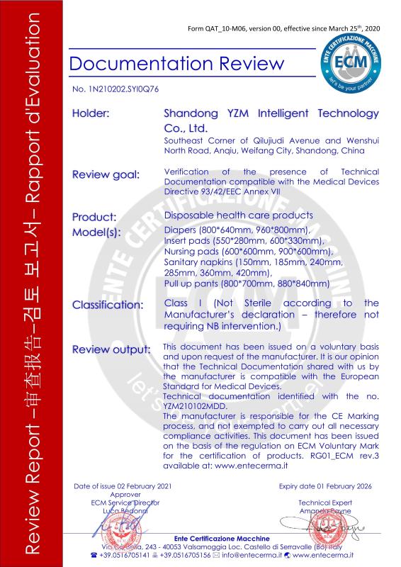 CE - Shandong YZM Intelligence Technology Co., Ltd.