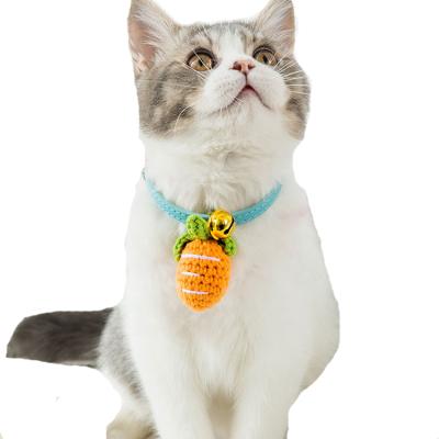 China Personalized Pet Accessories Wool Knitting Bell Collars Puppy Cat Collar Cat Dog Collar for sale