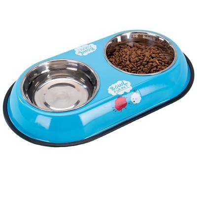 China Viable Dog Food Container Stainless Steel Pet Bowl Teddy Small Double and Medium Dog Cat Food Bowl for sale