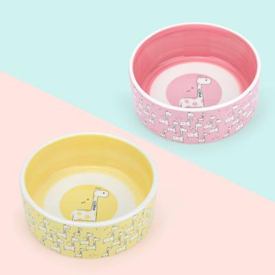 China 2021 Wholesale Cute Dog Bowl Dog Feeder Water Food Dish Viable Slow Bowl Pet Ceramic Bowl Giraffe for sale