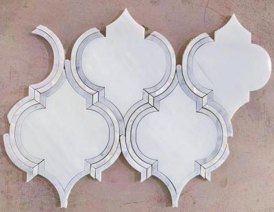 China Mix Pearlescent Lantern White Parquet Slab Shell Marble Waterjet Mosaic for sale