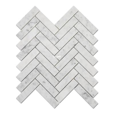 China CLASSIC White Herringbone Marble Tile Wall Shower Room BackSplash Kitchen Wall Chevron Marble Mosaic for sale