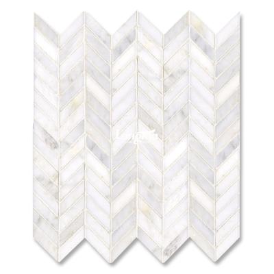 China Modern White Polished Calacatta Tile Leisure Amenities Supermarket Chevron Marble Herringbone Mosaic for sale