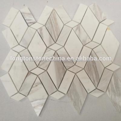 China White Wall Decoration Kitchen Bathroom Back Parquet Polygon Volaka Artist Cheap Mosaic Slabs for sale