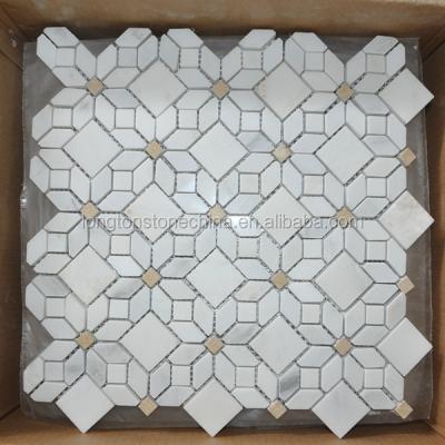 China Marble Parquet Flower Mosaic / Medallion Pattern Stone Waterjet Inlay For Flooring for sale