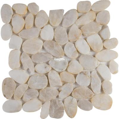 China Industrial White Exterior Courtyard Flooring Tile Industrial White Outdoor Flooring Environmental Pebble Stone Pool Mosaic Stone Wall Tile Pool Tile for sale