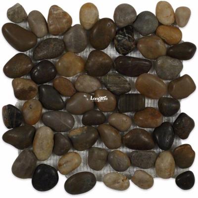 China Mid Century Chinese Brown Pebble Stone Yard Farmhouse Pool Flooring Outside Wall Tile Design Stone Tile for sale