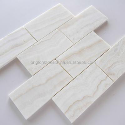 China VEIN-CUT Premium White Onyx Flooring Underground 3 x 6 - Brick Polished Onyx Mosaic Slabs Marble Prices for sale