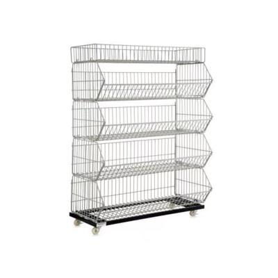 China Wire Supermarket Sustainable Storage Basket Collapsible Wire Locker for sale