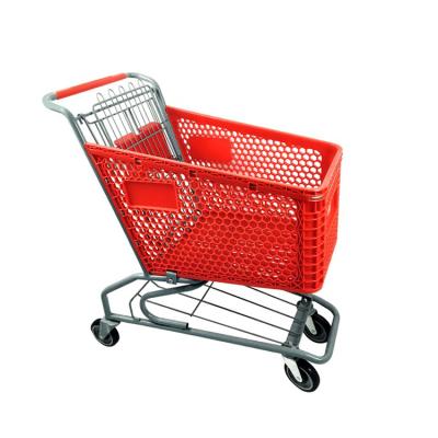 China Customizable Convenient Plastic Unfolding Supermarket Shopping Cart Trolley for sale