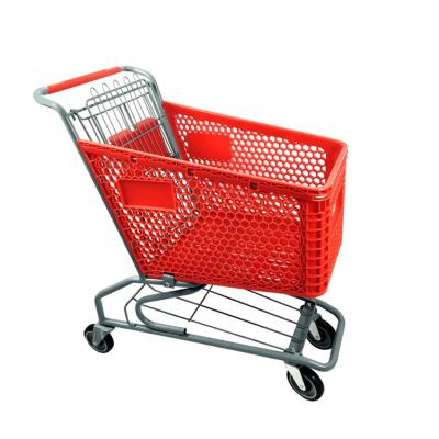 China Long Service Life PP Plastic Wholesale Supermarket Plastic Shopping Trolley Trolley for sale