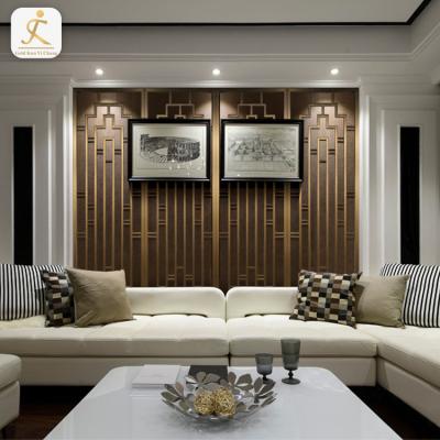 China modern feature 3d wall panel metal living room interior background wall textured stainless steel hotel wear-resisting decorative panel for sale