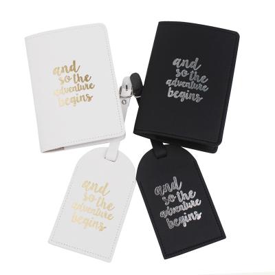 China New Eco-Friendly Couple Travel Adventure Customized PU Passport Holder Covers And Leather Luggage Tag for sale