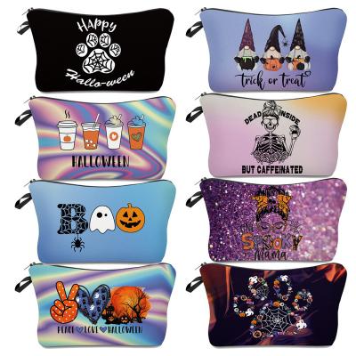 China Promotion Gifts Wholesale Customized New Small 3D Printed Halloween Women Travel Wash Waterproof Cosmetic Bag for sale