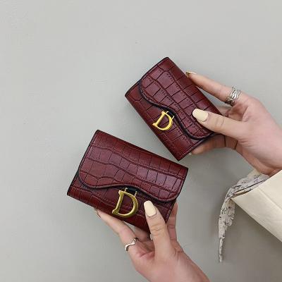 China 2022 Hot Luxury Anti-theft Amazon Fashion New Folding PU Women Custom Leather Card Holder Short Wallet for sale