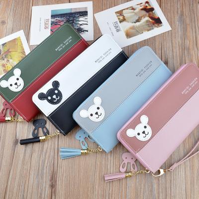 China Coin Purse Fashion Bear Designer Long PU Leather Multi Card Ladies Coins Phone Wallet Purses For Women for sale