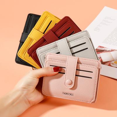 China Fashion Wholesale Custom Short Fashion Slim Multi Card Folding PU Leather ID Credit Card Holder Wallet for sale