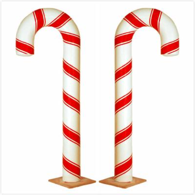 China Large Water Proof Fiberglass Christmas Crutch Candy Cane Giant Lollipop Cane Decoration for sale