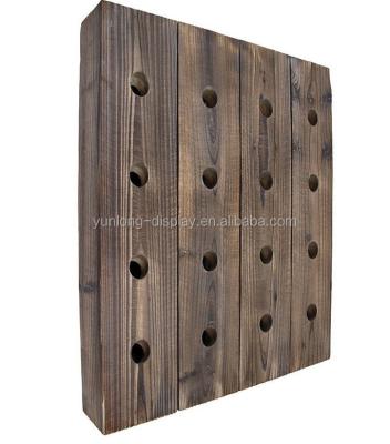 China Rustic Wooden Wall Mounted 16 Bottle Wine Display Rack For Bar /Supermarket for sale