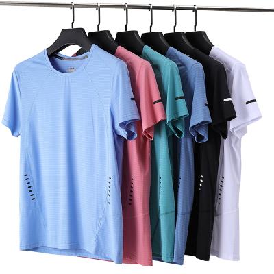 China High Quality Men's 85% Polyester 15% Spandex Colorful Tee Shirts Anti-Wrinkle Gym Sports Shirts Running Short Sleeve for sale