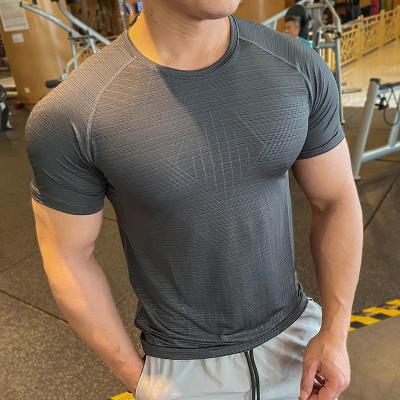 China Anti-Wrinkle Mens Stylish Shirt Slim Fit Fitness Sportswear Round Neck Compression T-shirts Gym Blouse Running Tops for sale