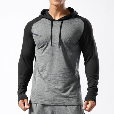 China 90% Polyester 10% Spandex QUICK DRY Spandex Lightweight Sweatshirt Color Block Gym Fitness Men Hoodies for sale