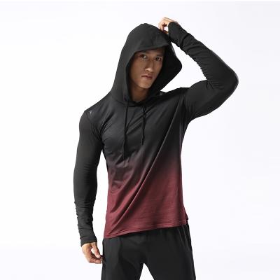 China Custom Slim Gym Men's Streetwear Gradient Hoodies QUICK DRY Fashion Sweatshirt Hoodies for sale