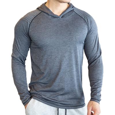 China QUICK DRY Pullover Hoody Men Fitness Elastic Quick Dry Hoodies Long Sleeve Shirts for sale