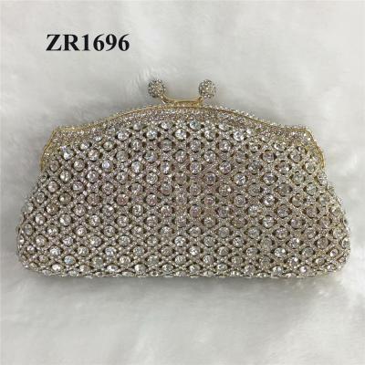 China ZR1696 Large Size Luxury Crystal Gift Bag New GOLD Color Handmade With Stones For Party for sale