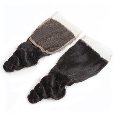 China 10A Loose Wave Closure Bundle Hair Handmade Weft Mix With Closure , 7A Hair Wig 4*4 Closure for sale